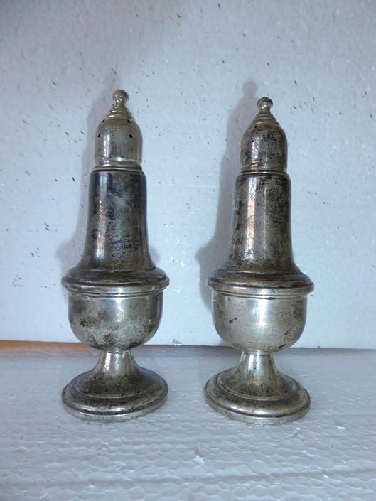 Vintage/Antique Empire Sterling Silver Weighted Salt &amp; Pepper Shakers 242 