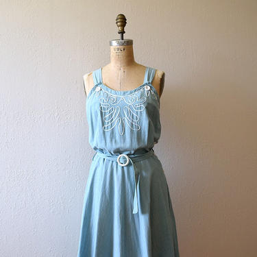 1940s sundress . vintage 40s cotton dress 