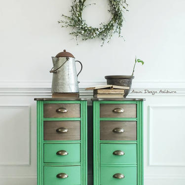 AVAILABLE Nightstands Farmhouse Style Vintage Painted Bedroom Furniture 