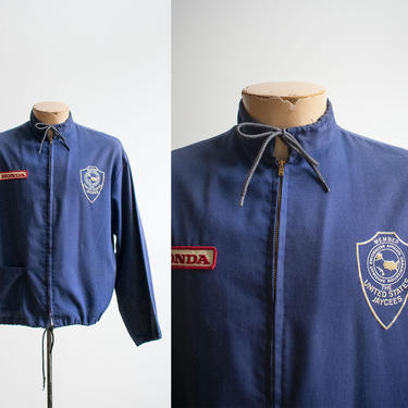 1960s Work Jacket / Vintage 1960s Zip Up Jacket / Classic Vintage / Vintage Mens Honda Jacket / Vintage Jaycees Jacket / Vintage Artex 