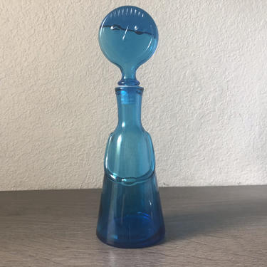 Vintage Erik Hoglund Glass Woman Decanter Bottle Blue Neiman Marcus 