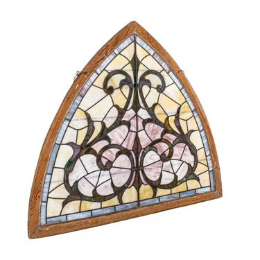 Antique Triangular Stained Glass Window 