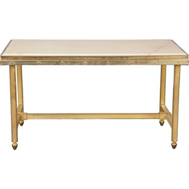 Antique French Neoclassical Marble and Brass Coffee Table 