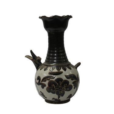 Chinese Ware Brown Black Glaze Ceramic Jar Vase Display Art cs5665E 