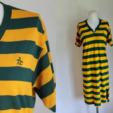 Vintage 1970s Munsingwear Striped PJ Dress / Nightgown / Unisex Sleepwear 