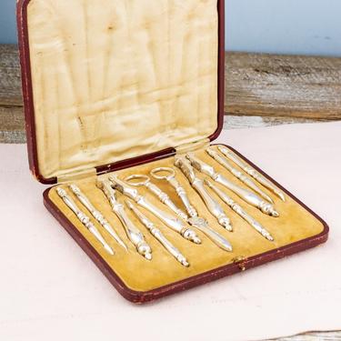 Antique Silverplate 9-piece Service with Grape Shears, Nutcrackers and Picks