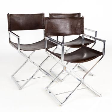 Leather and Chrome Directors Chairs - Set of 3 
