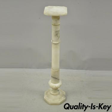 Italian Carved Alabaster Marble Classical Column Statue Pedestal Plant Stand