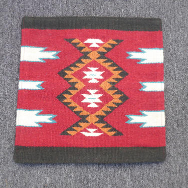 Southwestern Style Red & Gold Geometric Pattern Wool Pillow Cover 