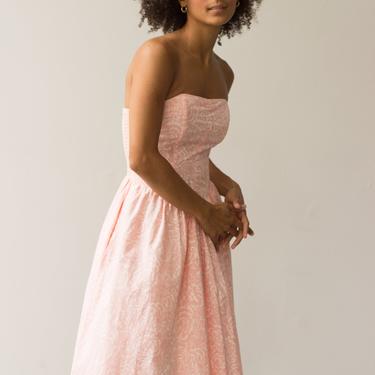 1980s Pink Cotton Bustier Dress 