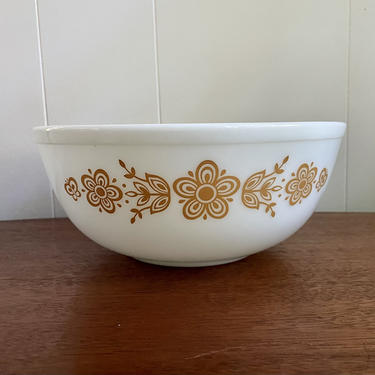 Vintage Pyrex Mixing Nesting Bowl, Butterfly Gold Pattern 404, 4 QT, MCM Retro Kitchen 