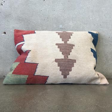 Vintage Turkish Wool Kilim Geometric Pillow