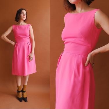 Vintage 60s Bubblegum Party Dress/ 1960s Low Back Sheath/ Size Small 25 