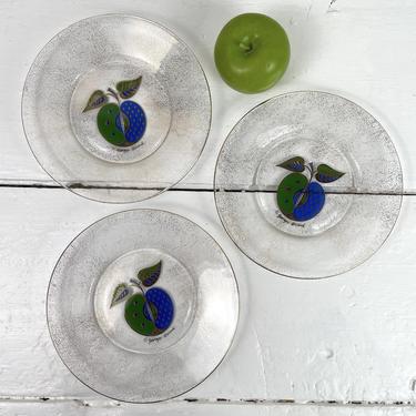 Georges Briard glass Forbidden Fruit side plates - set of 3 - 1960s vintage 
