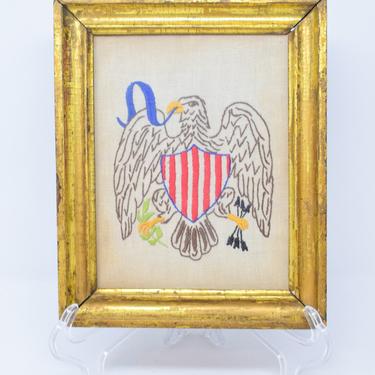 Vintage CrossStitch Eagle with Shield WallHanging 