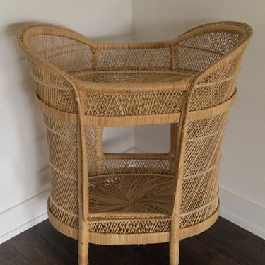 SHIPPING NOT FREE. Vintage Rattan Bar Cart/ Baby Changing Table 