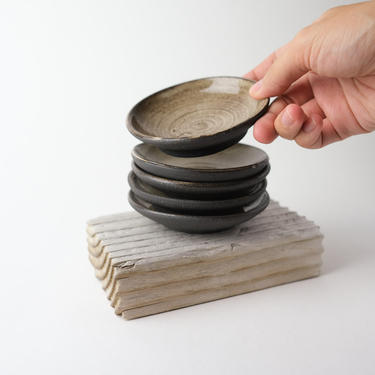 Little dishes (5) black handmade ceramic pottery, spices, trinket, dipping sauce plate 