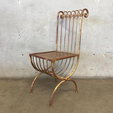 Mid Century Italian Made Iron Gilded Chair
