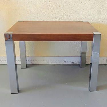Vintage Modern Lane Chrome and Walnut Prototype End Table 