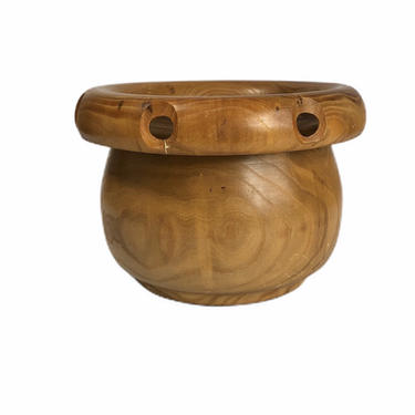 Large Vintage Turned Wooden Bowl 