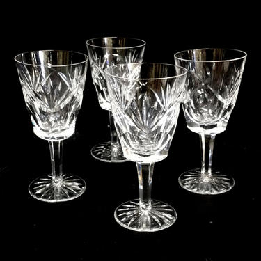 4 Waterford Ashling Pattern Water Goblets 