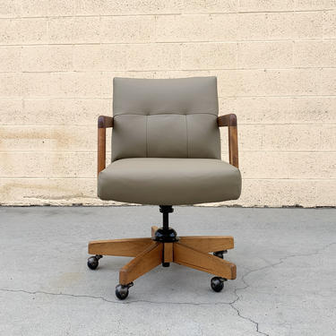 Leather and Oak Executive Office Chair by Gordon Mfg Co., Free U.S. Shipping