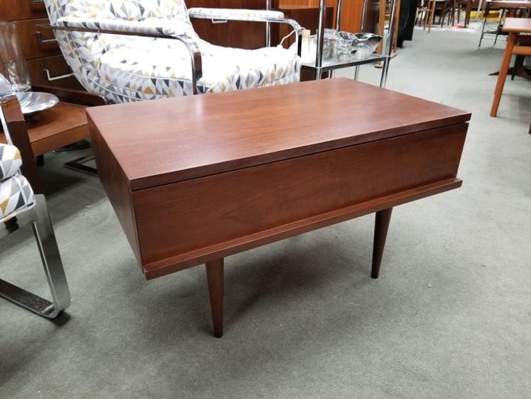 Mid-Century Modern low profile wide nightstand with single drawer