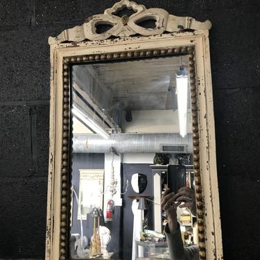 Petite Antique French Painted Wooden Bow Mirror