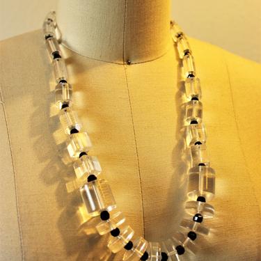 Vintage 30s 1940s Art Deco Ice Cube Lucite Chunky Beaded Necklace Rare “ Ice Cubes “ Stunning vtg Acrylic Chunky Squares 