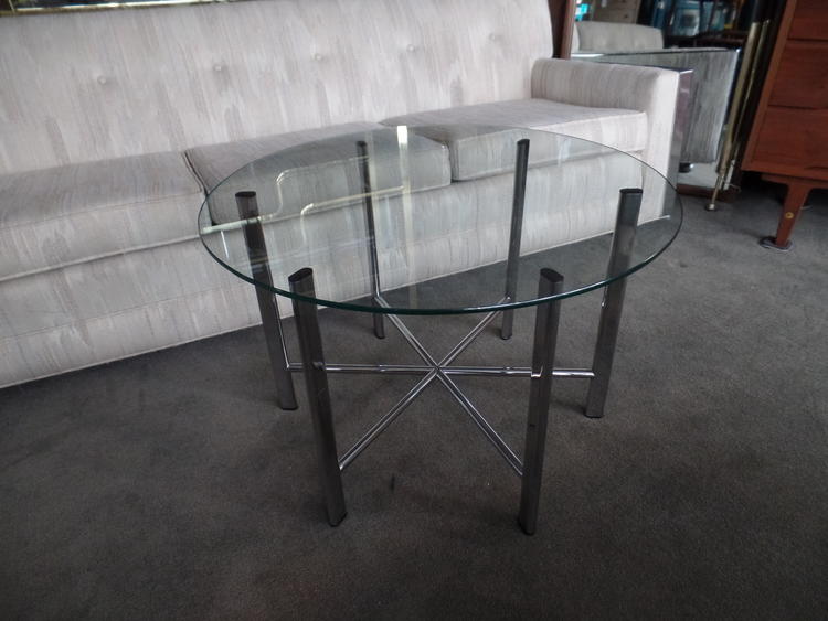Round Chrome and Glass Coffee Table