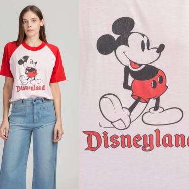80s Pink Mickey Mouse T Shirt - Large | Vintage Disneyland Cartoon Graphic Tee 