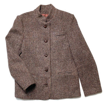Vintage Women's 100% WOOL TWEED Mandarin Collar Jacket  ~ size S ~ Donegal ~ Swing Coat 