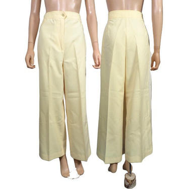 Vintage 70s Pale Yellow High Waisted Wide Leg Pants Size M/L 