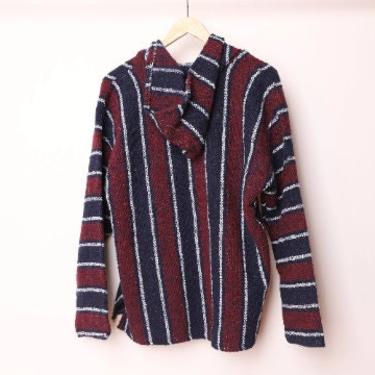 vintage SKATER baja HOODIE striped hoodie sweatshirt top -- men's size medium 