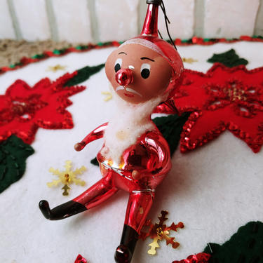 Vintage Made in Italy Italian Glass Santa Clause Ornament 