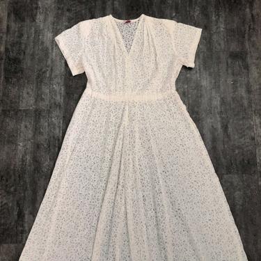 1940s white dress . vintage 40s dress 