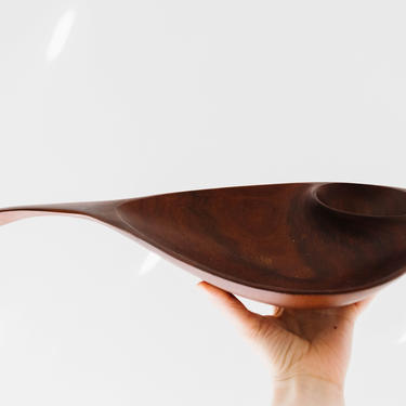 Emil Milan Hand Carved Wood Bowl // Freeform Vessel // Sculptural Art // Mid Century Bird // Vintage Exotic Wood Serving Tray by GlitteryMoonVintage