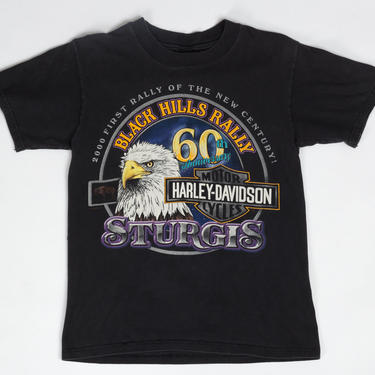 Vintage Sturgis 60th Anniversary Motorcycle T Shirt - Small | Y2K Black Hills Rally Biker South Dakota Graphic Tee 
