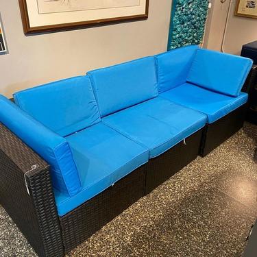 Faux wicker sectional with ottoman, 29”W x 84”L x 25”T