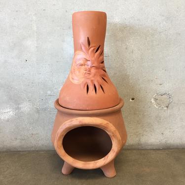 Mexican Terracotta Chimney with Sun &amp; Moon Design