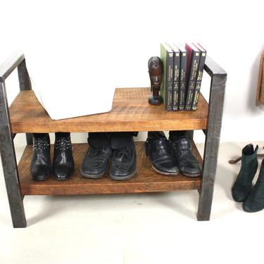 Industrial Entryway Bench Made From Reclaimed Wood, Small Shelving Unit 