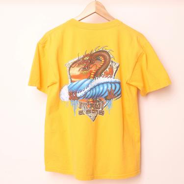 vintage MAUI &amp; sons DRAGON y2k late 1990s surf hawaii t-shirt -- size youth xl // men's size small 