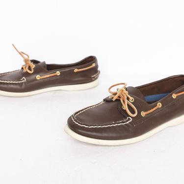 vintage brown SPERRY brand deck topsider MEN'S size 10 leather men's slides shoes -- men's size 10 