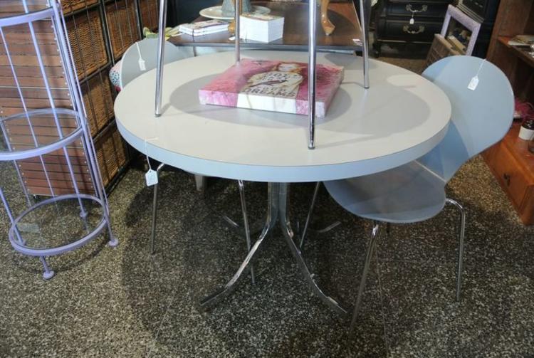 Grey and chrome round table. $195. Miss Pixie's