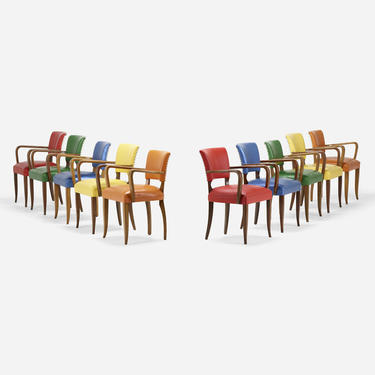 Assembled set of ten bridge chairs (French)
