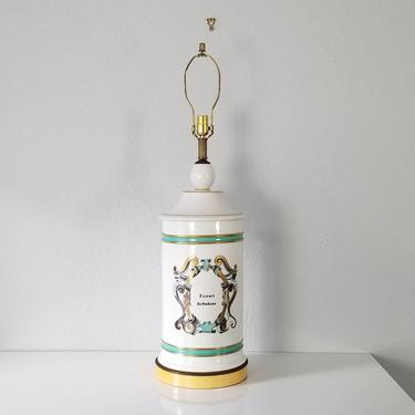 Tall French Porcelain Apothecary &amp;quot; Extrait Belladone &amp;quot; Decorative Table Lamp . 