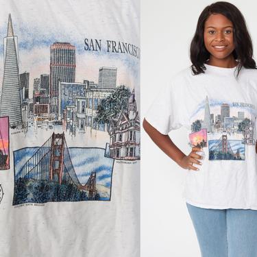 San Francisco Shirt 90s Golden Gate Bridge California Tshirt Graphic Tee 1980s Vintage Single Stitch Tee Retro Grey Tee Extra Large XL 