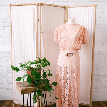1930s Pink Lace Gown 