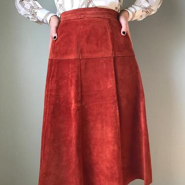70s leather suede high waisted skirt | high waisted skirt | a-line skirt 