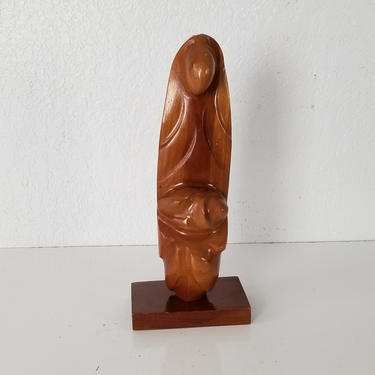 Italian Vintage Hand Carved Wood Abstract Sculpture . 